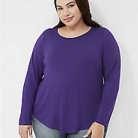 Lane Bryant Crew Neck Curve Hem Long sleeve T-shirt size 14/16 - Picture 3 of 4
